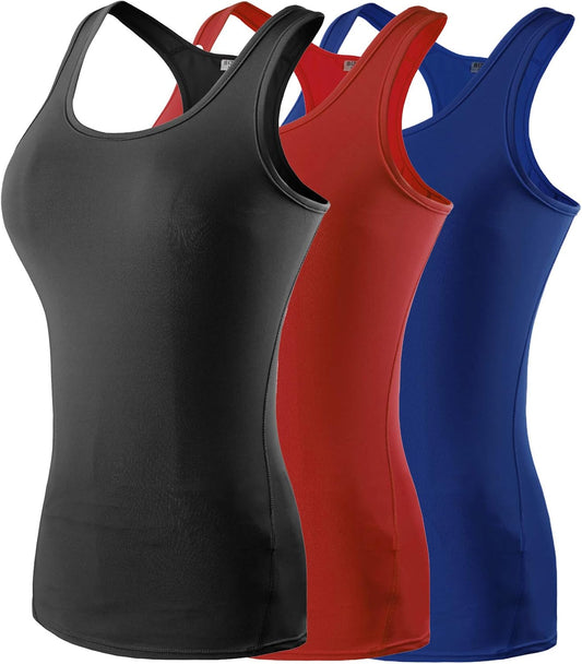 Women'S Fitness Fast Dry Compression Running Sleeveless Athletic Tank Top 2/3 Packs