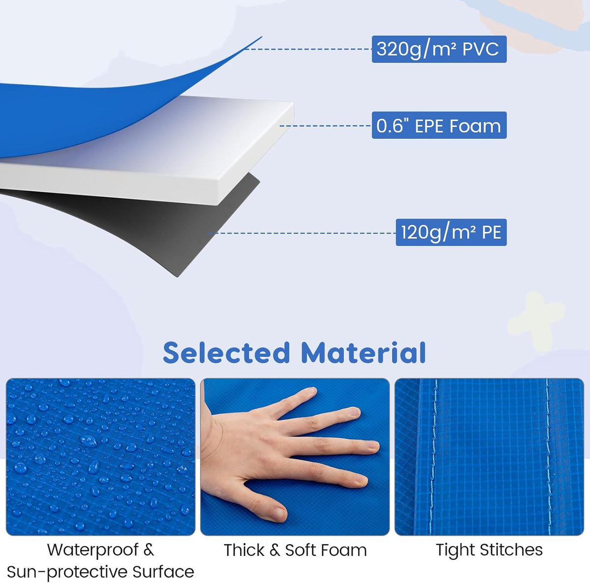 Trampoline Pad, 8Ft 10Ft 12Ft 14Ft 15Ft 16Ft Trampoline Replacement Safety Pad, No Holes for Pole, Waterproof Trampoline Accessories Spring Cover