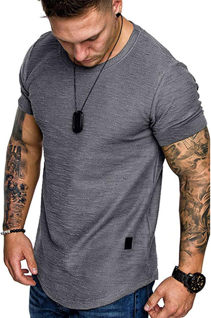 Fashion Mens Short Sleeve Muscle Gym Athletic Cotton Workout T Shirt