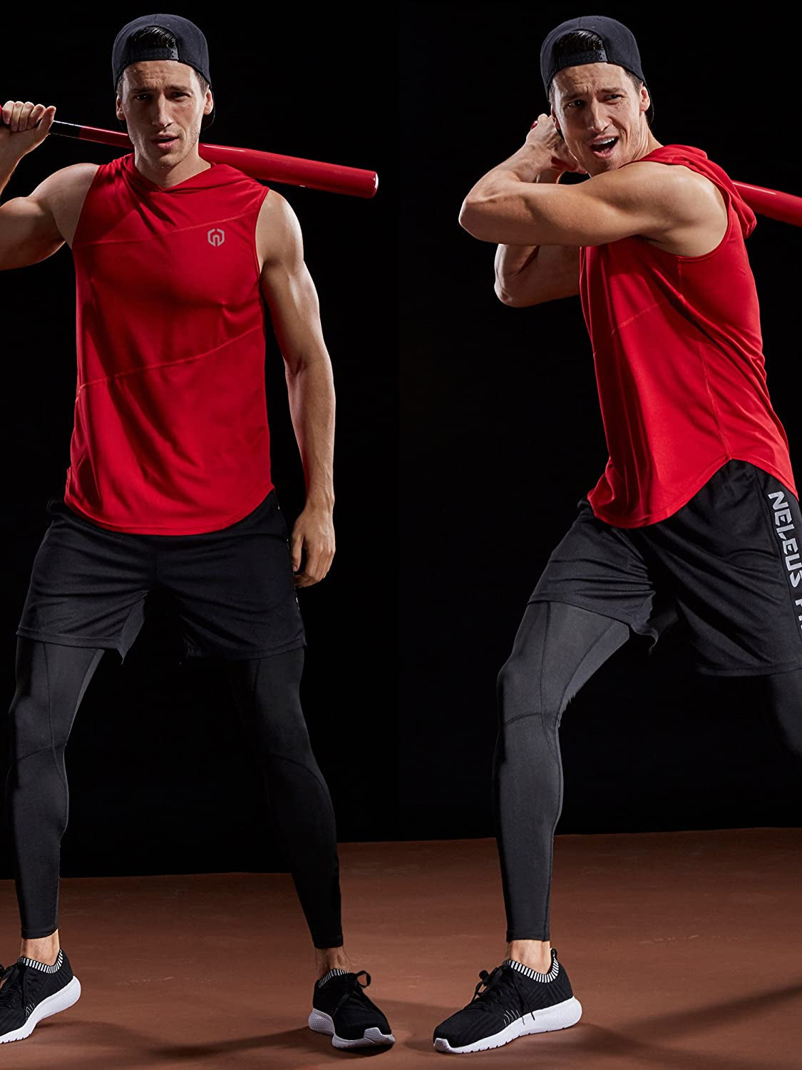 3 Pack Workout Athletic Gym Muscle Tank Top with Hoods,5036,Black,Grey,Red,Us M,EU L