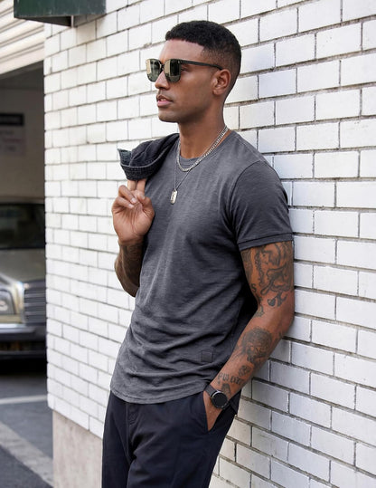 Fashion Mens Short Sleeve Muscle Gym Athletic Cotton Workout T Shirt